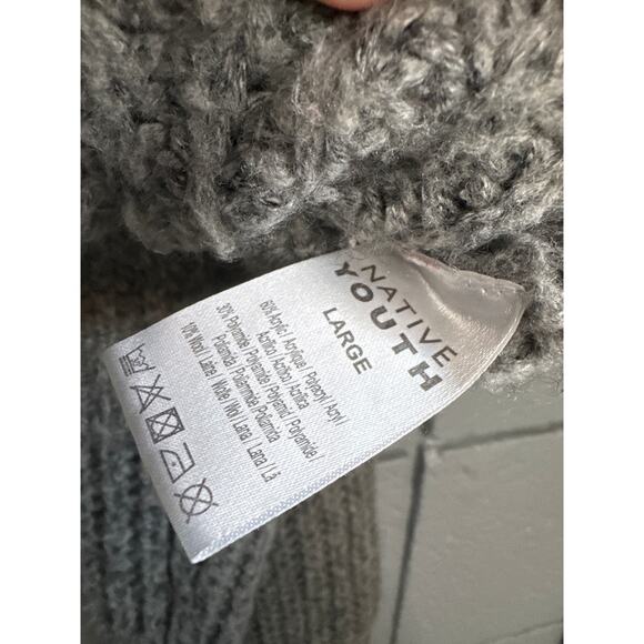 Women's Native Youth The Ellie Wool Blend Chunky Knit Cardigan size L Bohemian - Picture 5 of 5